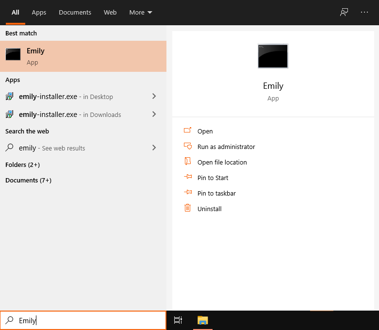 The Emily Windows installer, step 2